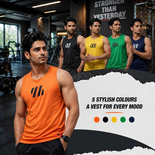 Men’s Gym Vest – Pack of 5 | Breathable & Stretchable